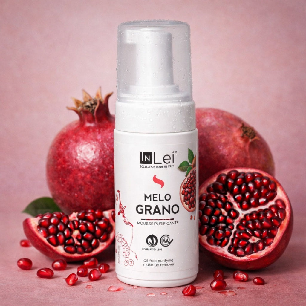 Espuma limpiadora InLei® Granada Oil-Free para la limpieza diaria de pestañas, cejas y rostro.