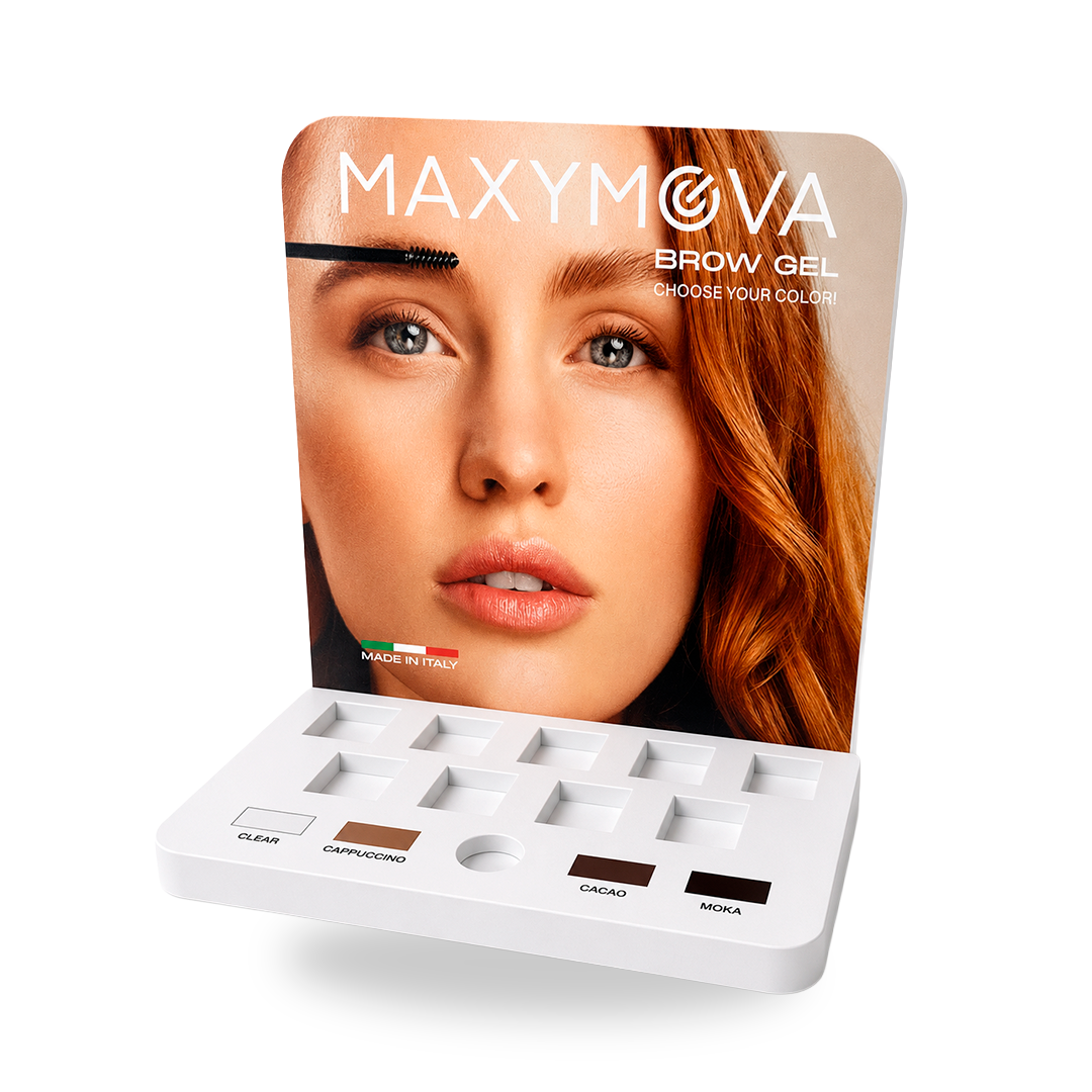 Pack de 10 geles para cejas Maxymova FIX&GO y FIX&COLOR con expositor