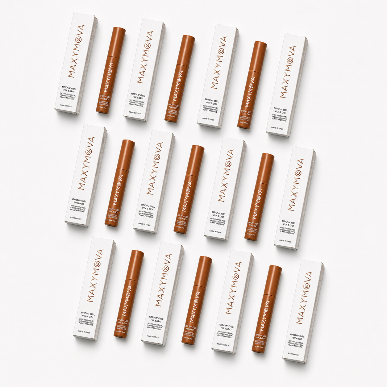 Pack de 10 gel fijador para cejas con cepillo FIX&GO Maxymova 4 ml