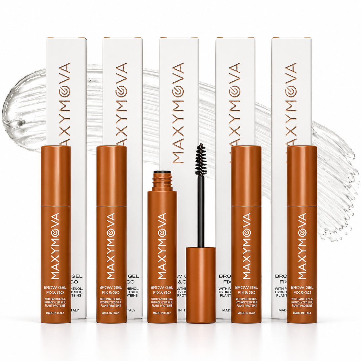 Pack de 5 gel fijador para cejas con cepillo FIX&GO Maxymova 4 ml