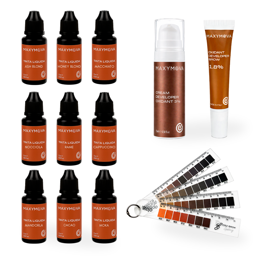 KIT MAXYMOVA Colorimetría Cejas 9 Tintes + Oxidantes + Regla