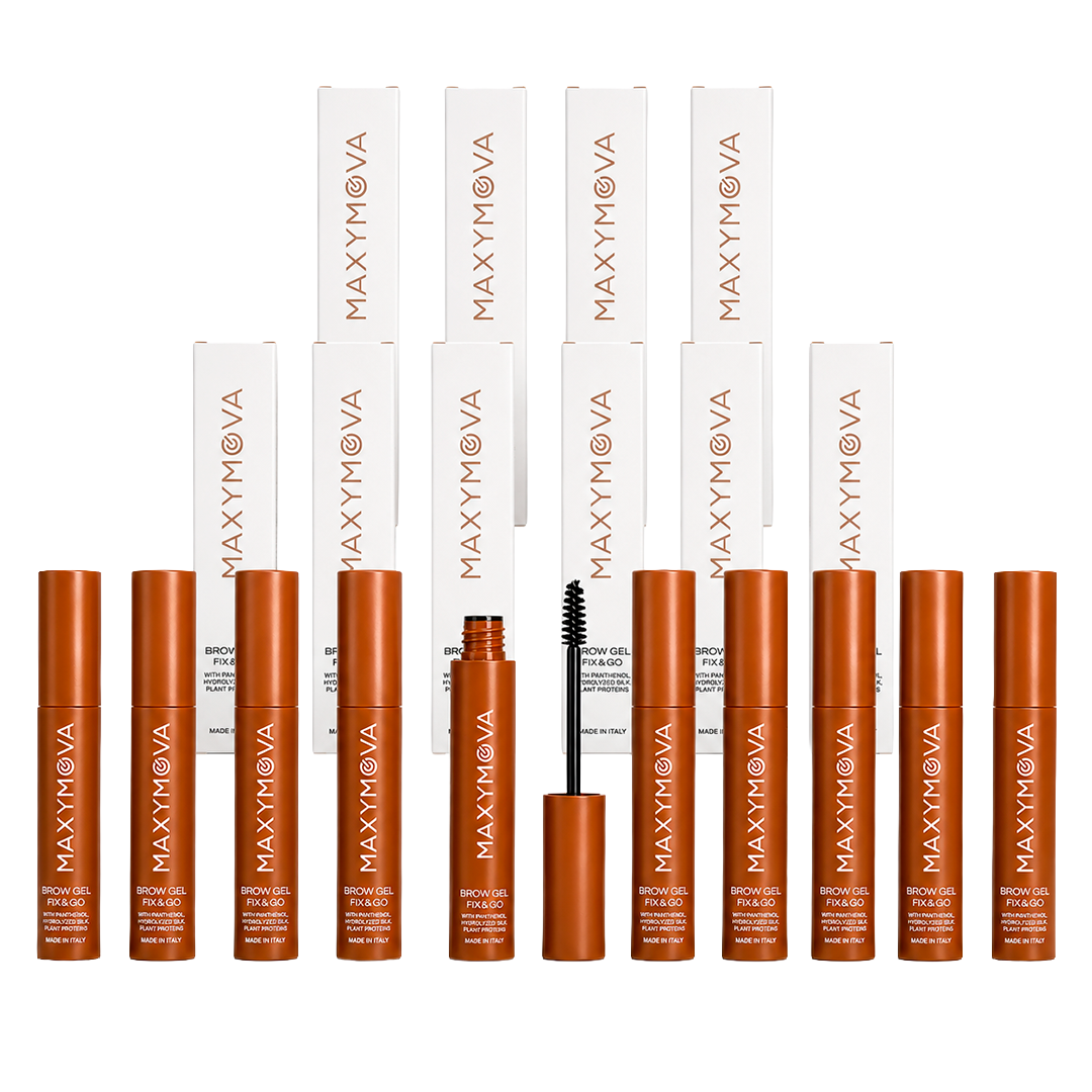Pack de 10 gel fijador para cejas con cepillo FIX&GO Maxymova 4 ml
