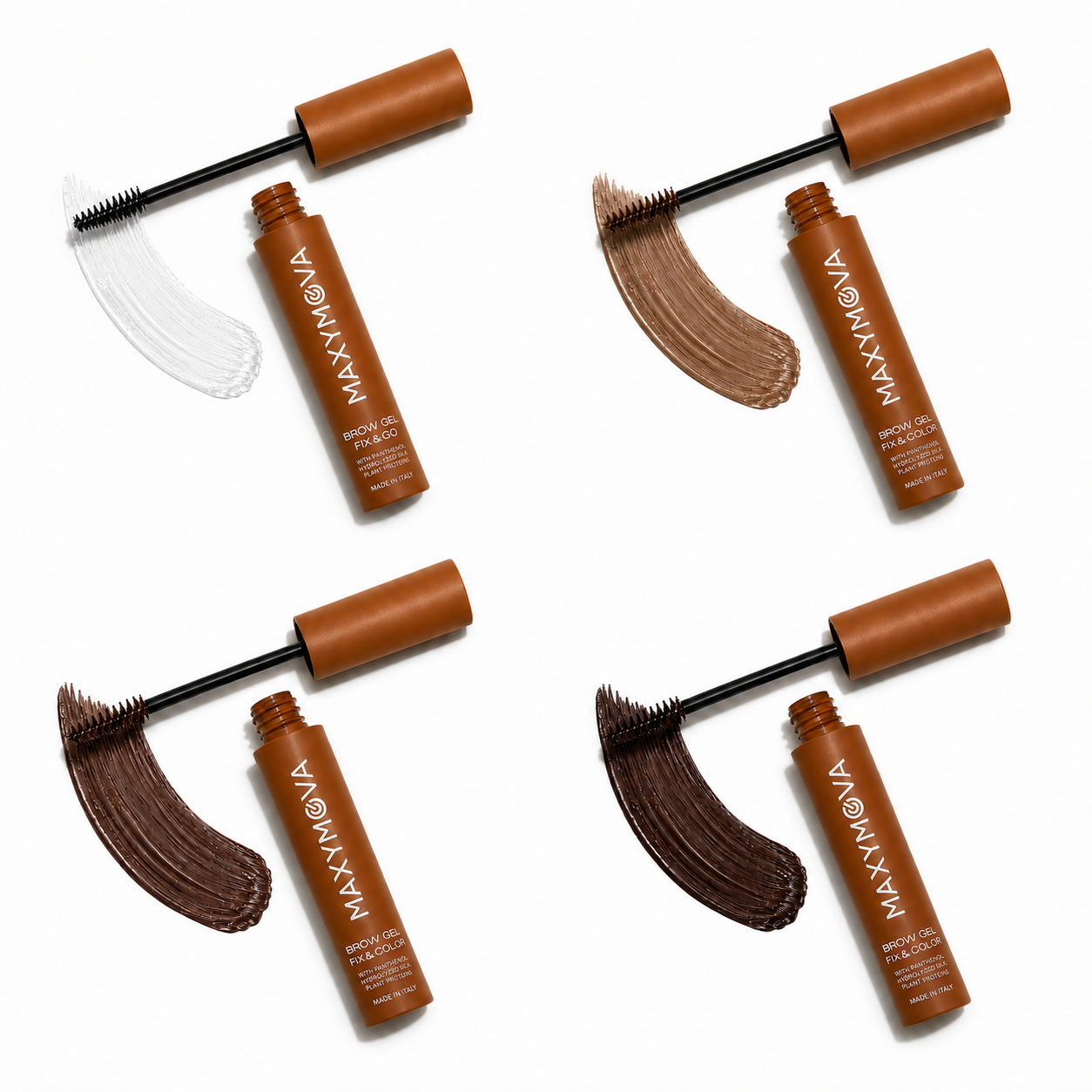 Pack de 10 geles para cejas Maxymova FIX&GO y FIX&COLOR con expositor